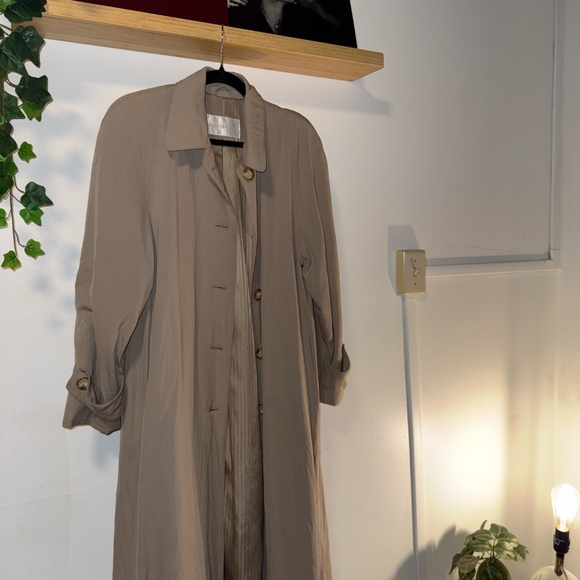 Jones New York Taupe Long Trench Coat | Minimalist Button Front | Classic Fit - Picture 2 of 5